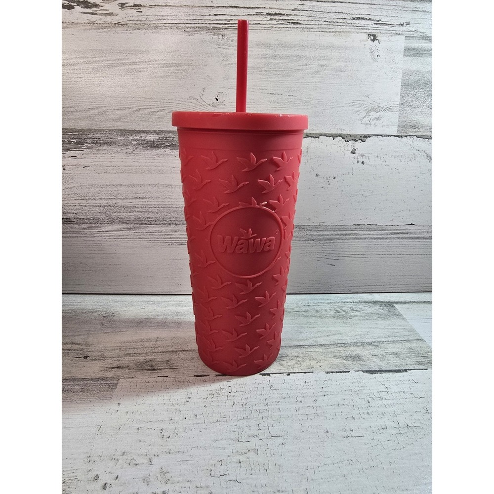 Wawa Limited Edition 2024‎ Red 22oz Ribbed Goose Grip Rubber Tumbler EUC